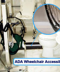 ADA accessible bathroom with 67 Inch Collapsible Shower Threshold Water Dam Made of Silicone, visible wheelchair access.