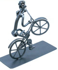 Handmade Bike Themed Desk Statue For Men Nut And Bolt Biking Figurine Metal Welding Sculpture modern gift for dad or husband