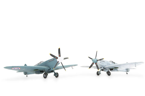 Two Supermarine Spitfire PR XIX Plastic Model Kits For Builders, Totally Classic WWII Aircraft With High Detail Parts on display.