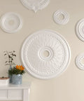 Oakleaf Ceiling Medallion 29 1/8 In Outside Diameter, 3 5/8 In Inner Opening, 1 In Projection, Lightweight DIY Friendly