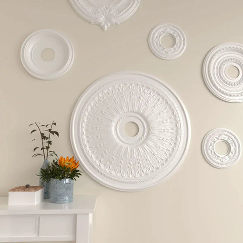 Oakleaf Ceiling Medallion 29 1/8 In Outside Diameter, 3 5/8 In Inner Opening, 1 In Projection, Lightweight DIY Friendly