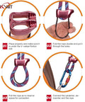 Pro Grade 25KN Rappel ATC Belay Device with Aluminum V Groove Channel, double hole design, red, rope threading instructions.