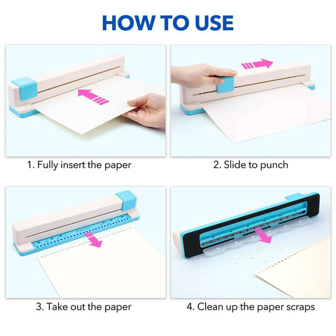 Step-by-step guide on using Adjustable 30 Hole Binding Punch For Discbound Notebooks And Journals Portable Hand Operated Puncher