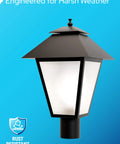 Outdoor Post Light Fixture Fits 3 Inch Lamp Posts With E26 Base Waterproof Lantern Anti Rust Durable Yard Pathway Deck
