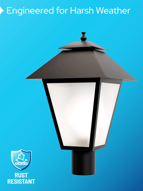 Outdoor Post Light Fixture Fits 3 Inch Lamp Posts With E26 Base Waterproof Lantern Anti Rust Durable Yard Pathway Deck