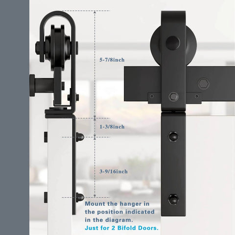 40 Inch Bifold Barn Door Hardware Kit For Two Doors With Heavy Duty Side Mounted Rollers For Smooth Sliding Fits Double 18 Inch Bifold Door Panels