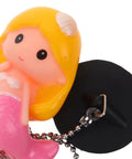 Mermaid Rubber Tub Stopper with Chain for Bathtub Drains showing colorful mermaid design and black rubber base.