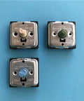 Three 4 Position Rotary Switch For Electric Heaters And Radiators With 2 Gear 3 Gear Or 4 Gear Options, silver metal plate, colored knobs