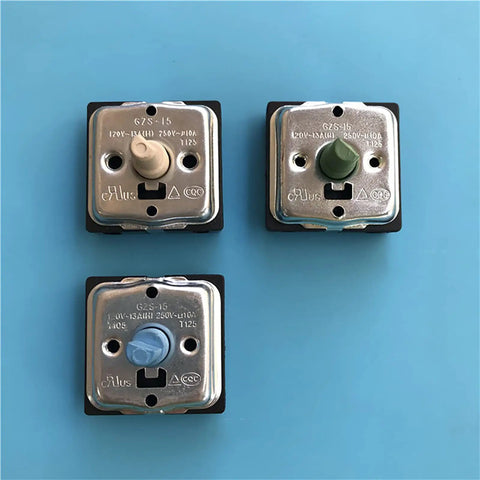 Three 4 Position Rotary Switch For Electric Heaters And Radiators With 2 Gear 3 Gear Or 4 Gear Options, silver metal plate, colored knobs