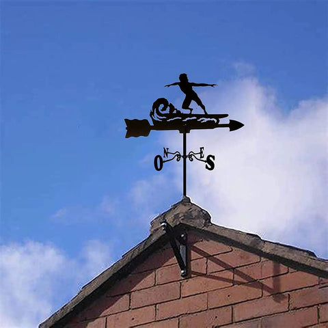 Life Scene Weathervane For Outdoor Garden And Lawn Decor Sturdy Metal Weather Vane With Bracket Wind Indicator Kit Perfect Shed Roof Accent In Matte Black Finish