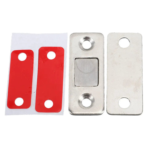 Magnetic Cabinet Catch And Door Latch Set, Super Slim Stainless Steel, 8 Pack with adhesive strips, two way installation visible