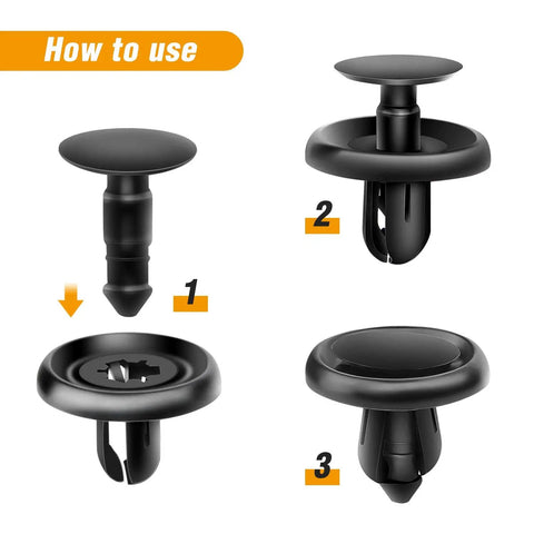 Installation steps for 100 Pcs Push Type Retainer Clips For Lexus And Toyota Body Panels And Splash Shields 90467-07201 Replacement