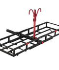 Beefy 2 Bike Hitch Rack And Foldable Cargo Carrier For E Bikes, Heavy Duty, black frame with red support, 2 Inch Receiver