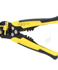 Jauarta 5-In-1 Automatic Wire Stripper Tool for Electricians features durable yellow handles and metal jaws for crimping and cutting.