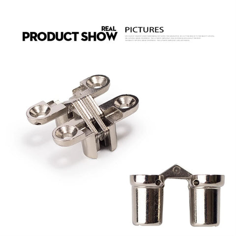 Invisible 180 Degree Alloy Hinge For Doors And Furniture, Concealed Folding Cross Hinge For Cabinets, Gates, And Countertops, Hidden Door Hinge Heavy Duty 10kg Capacity, Durable, Easy Install Hardware Set