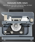 Pro High Precision Optical Fiber Cleaver With Tungsten Steel Blade And 3 In 1 Clamp showing automatic knife return mechanism.