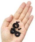 Close-up of Double Split Shaft Collars 5/16 Inch Bore Clamp-On Black Oxide Carbon Steel Solid Rings in hand.