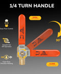 KAINGA 3/4 in brass PEX ball valve with orange quarter-turn handles, front view; full-port, crimp fitting.