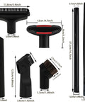 Universal Vacuum Attachments Kit with various nozzles, brushes, and crevice tools, includes adapters from 1 in to 1 7/8 in.