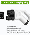 Heavy Duty Ccs2 Ev Charger Adapter Ac And Dc Combo, 32 Amp Ac And 250 Amp Dc close-up view showing plug design and specifications.