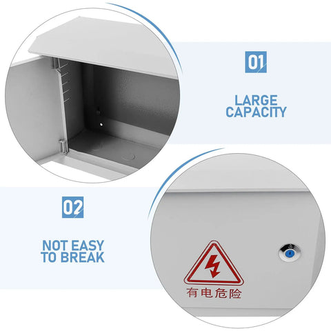 Interior view of Weatherproof Outdoor Electrical Junction Box 300x400x160mm showing large capacity and durability features.