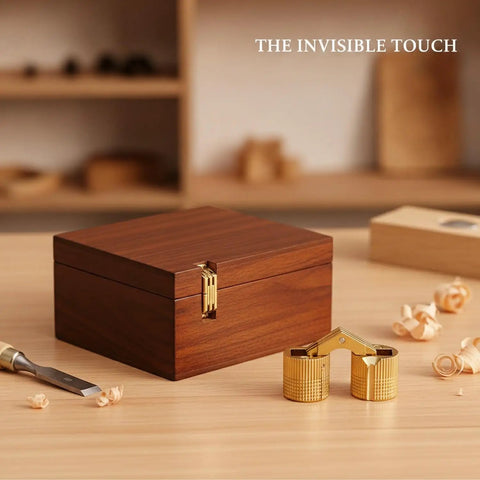 Gold Zinc Alloy Concealed Barrel Hinge For Jewelry Boxes And Cabinets Hidden Hardware on wooden jewelry box