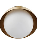 Loft Style Matte Brass Flush Mount Light With Black Canopy And Frosted Glass Shade For Kitchen Island, Dining Room Or Bedroom