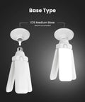 LED Garage Light with Multiple Adjustable Panels, E26 Base, 4,000 Lumens, 300W Equivalent, shown with medium base connection.