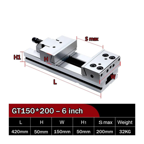 Heavy Duty Workbench Vise With Bulletproof Jaw Grip And Huge Mouth Opening Perfect For Pipe Securing Machining Centers And Bench Fixtures, showing specifications.
