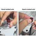 Premium Z Axis Fine Adjustment Knob And T8 Lead Screw Nut Coupler for Bambu Lab A1 in hand-twisted and hand-cranked setup.
