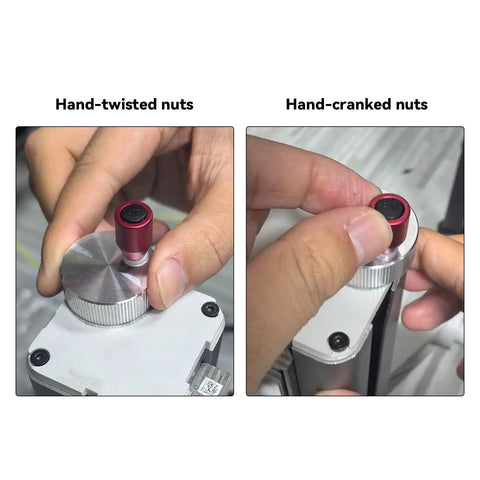 Premium Z Axis Fine Adjustment Knob And T8 Lead Screw Nut Coupler for Bambu Lab A1 in hand-twisted and hand-cranked setup.