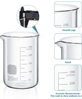 Complete Lab Glassware Starter Kit With 50 100 250 500 1000ml Beakers, 250ml beaker with measurements, smooth edge, and notch details