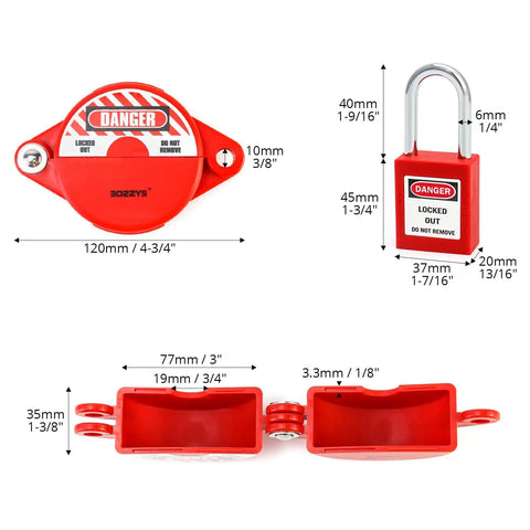 Heavy Duty Industrial Gate Valve Lockout With Steel Safety Padlock In Bold Red Finish Fully Waterproof Non Conductive Assembly Fits Standard One To Two Inch Handles Built Tough As Nails For Hella Reliable Security