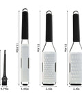 Three Piece Grater And Zester Set With Fine Coarse And Extra Coarse Holes Stainless Steel Dishwasher Safe Includes Protective Shells And Cleaning Brush