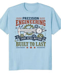 Cool Vintage Blueprint T-Shirt With Caliper Design For Mechanics And Engineers Perfect Garage Gear For Project Planning Or Daily Hangouts in light blue.