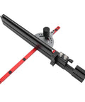 Micro Adjustable Flip Stop Miter Gauge Table Saw Band Saw Router Table with Extendable Fence, black and red, for precise cuts.