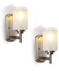 2-Pack Dope Modern Bathroom Wall Sconces In Brushed Nickel Finish With Frosted Glass Bright Vanity Lights For Mirror Bathroom Hallway