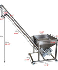 Pro Grade Automatic Screw Powder Feeding Machine With Sturdy Vibrating Hopper And Angled Conveyor Chute with dimensions.