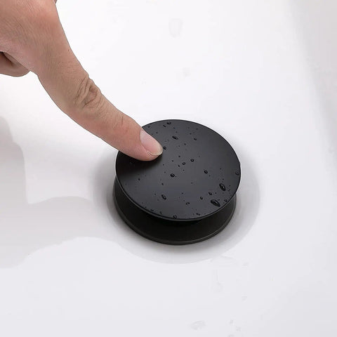 Finger pressing Matte Black ABS Pop Up Sink Drain With Overflow For Bathroom Vessel Sink Lavatory Vanity Easy Install No Leak