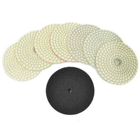 8 piece diamond polishing pad set from 4 Inch Variable Speed Wet Polisher Kit Grit Range 50 100 200 400 800 1500 3000 for Granite Marble Concrete