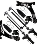 12-piece front suspension kit with lower control arms, ball joints, inner/outer tie rods and boots for Toyota Corolla