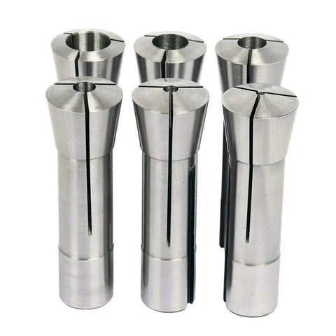Six Piece R8 Collets Set for CNC Milling 1/8 to 3/4 Inch, Precision Ground Hardened and Ground Mill Chuck Holder Kit, Close Tolerance TIR.0006