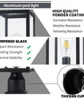 Features of Large 15 Inch Dusk To Dawn Outdoor Post Light With Waterproof Cast Aluminum Construction Matte Black Lamp Post