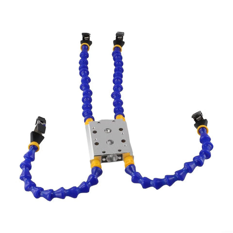 Versatile Third Hand Welding Table Clamp With Flexible Arms for soldering projects, featuring blue flexible arms and aluminum base.