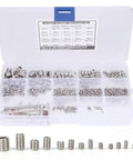 340 Piece Set Screw Kit With End Hex Adapters And Six Wrenches 304 Stainless Steel Fasteners in open plastic case