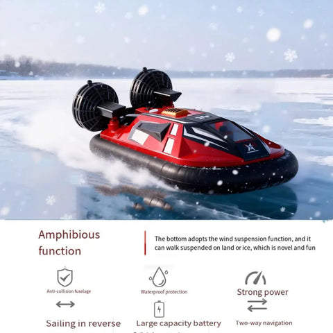 Beginner Friendly Remote Control Hovercraft Boat Amphibious RC Watercraft With Dual Motors 15KMH Speed Walking On Ice And Land