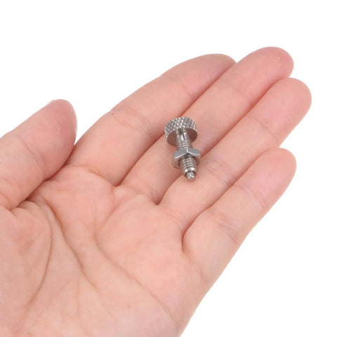 Tough As Nails Stainless Steel Spring Plunger 2 Pack M5x0.8 Thread Knurled Grip in hand, heavy duty index pin 2.5mm diameter.