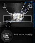 One-button cleaning feature of Fully Automatic Bean To Cup Coffee Machine With Built In Grinder, showing water flow.