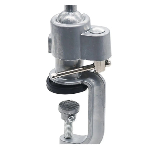 Close-up of adjustable clamp on Rock Solid Electric Drill Stand And Multifunctional Grinder Bracket for precision cutting.