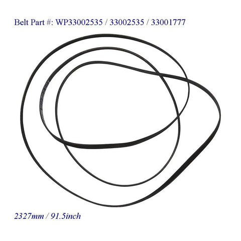Dryer Drum Drive Belt 91.5 Inch Replacement For Maytag And Crosley, 5/16 Inch Wide, Flat Side With 5 Ridges, 2327 MM Circumference